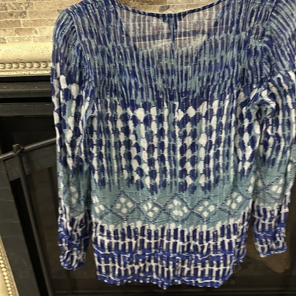 LUCKY brand blouse long sleeve sheer silver lurex stripe SIZE XS - Picture 5 of 5